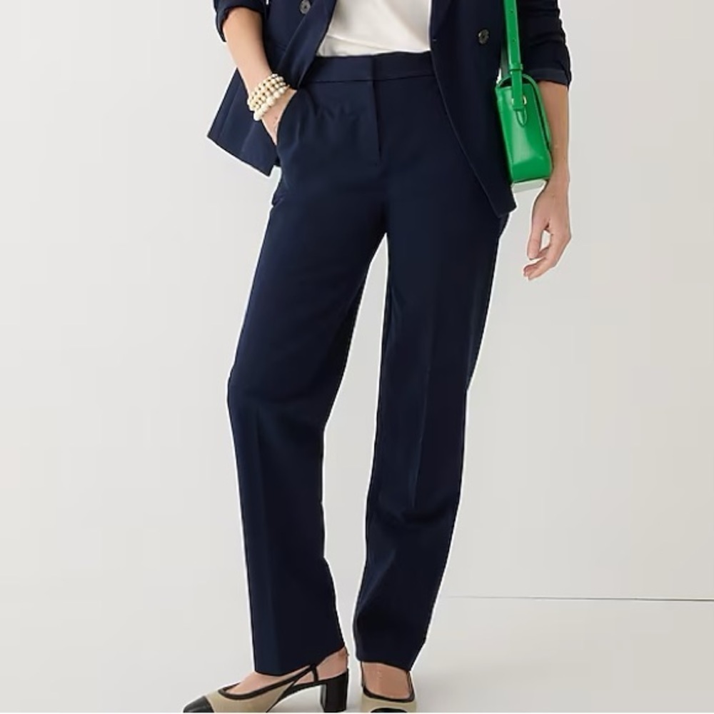 J. Crew Kate Straight Leg Pants Bi-Stretch Cotton Blend Navy Size 12 Y